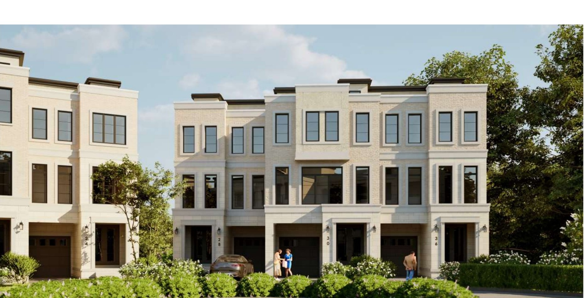 Rendering of contemporary brownstone residences